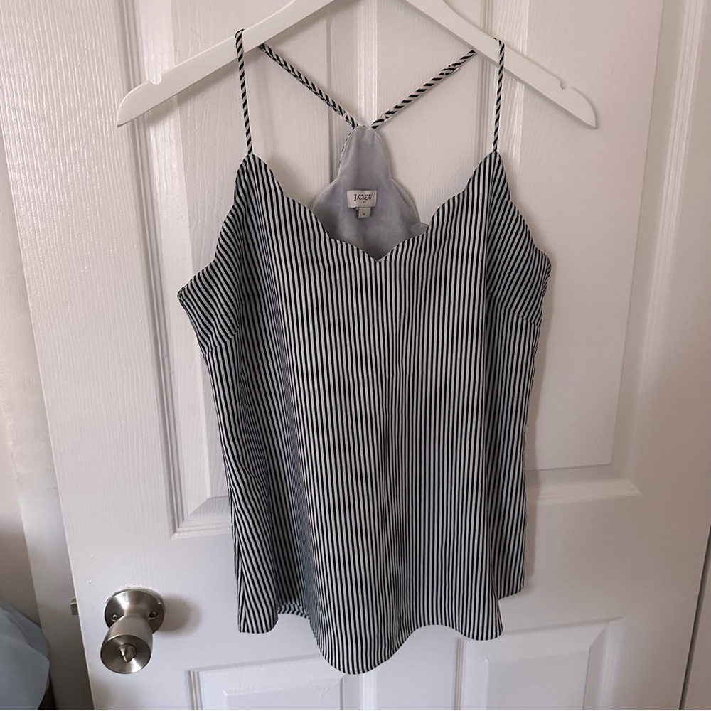 Navy Blue and White Striped Top